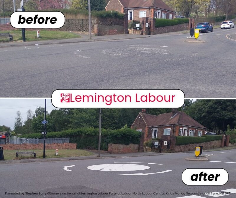 Before and after - Roundabout on Union Hall Road