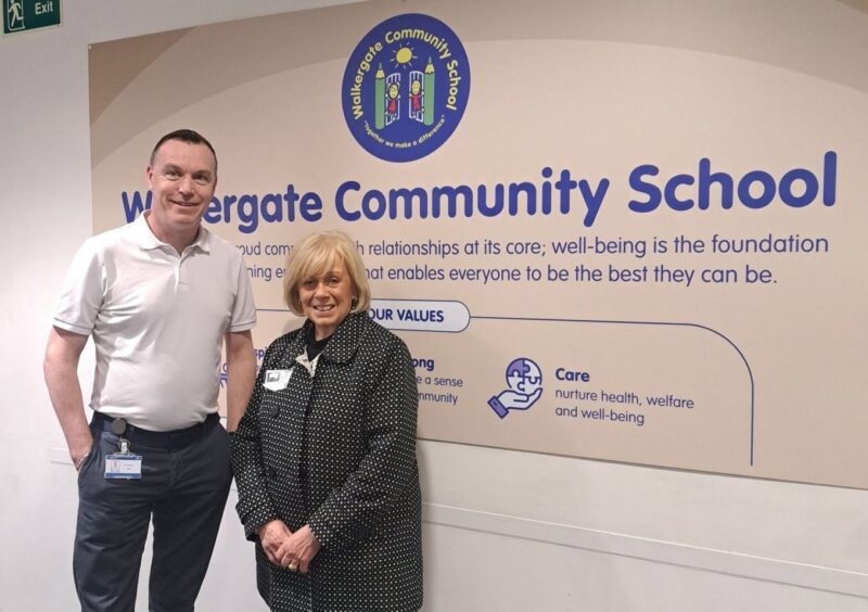 Mary Glindon MP with Headteacher, Mr Nelson