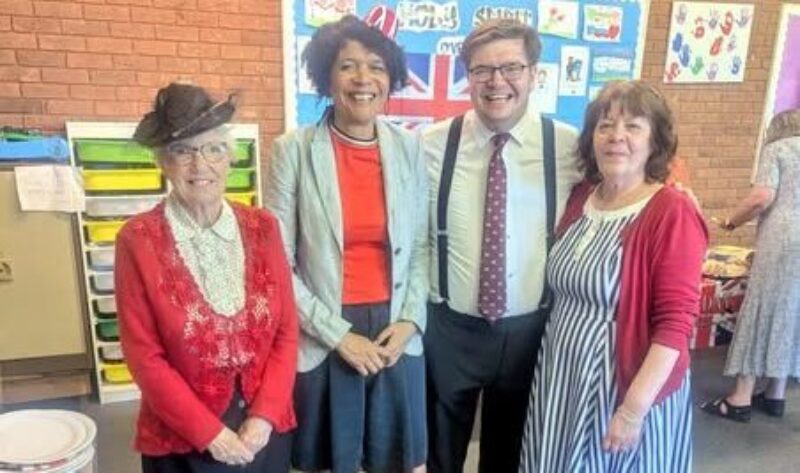 Chi Onwurah MP and Vince Barry-Stanners at Holy Spirit Church marking VE Day