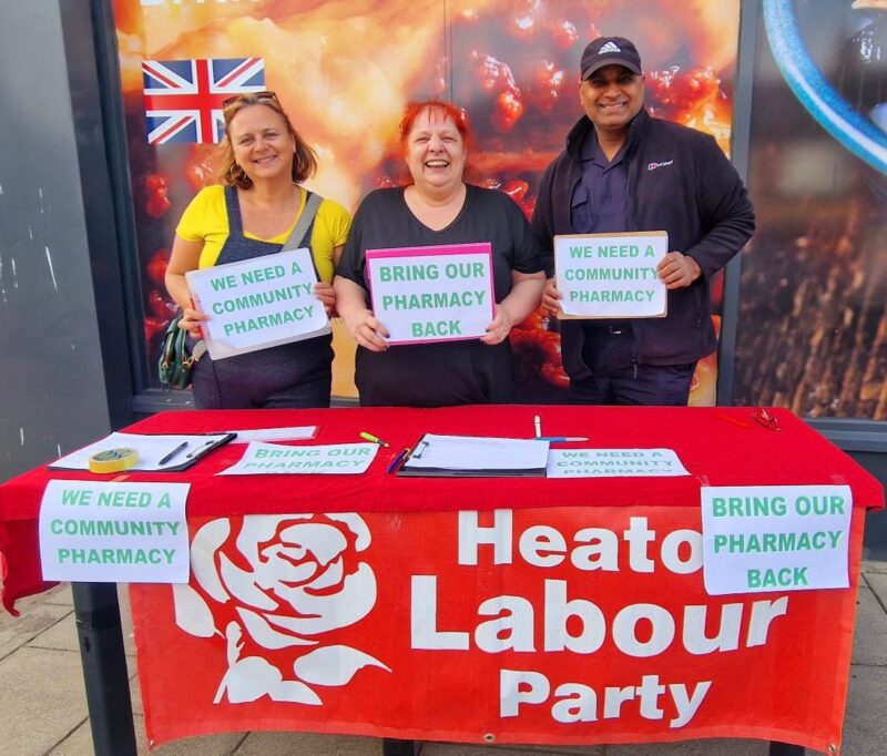 Labour councillors in Heaton campaigning to save their pharmacy
