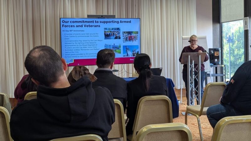Council leader speaking at the first event