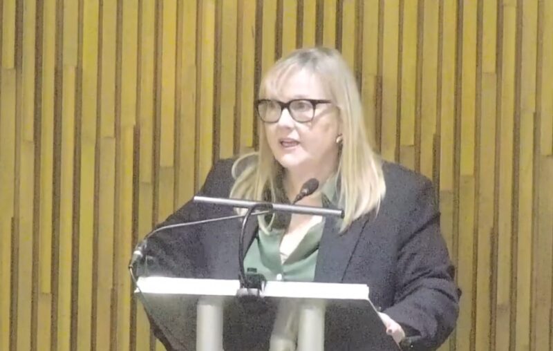 Councillor Karen Kilgour speaking at full council meeting