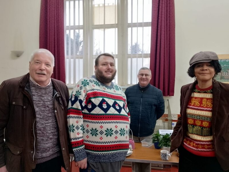 Cllrs Stephen Barry-Stanners and Barry Phillipson with Chi Onwurah MP and Revd. Neil Heslop