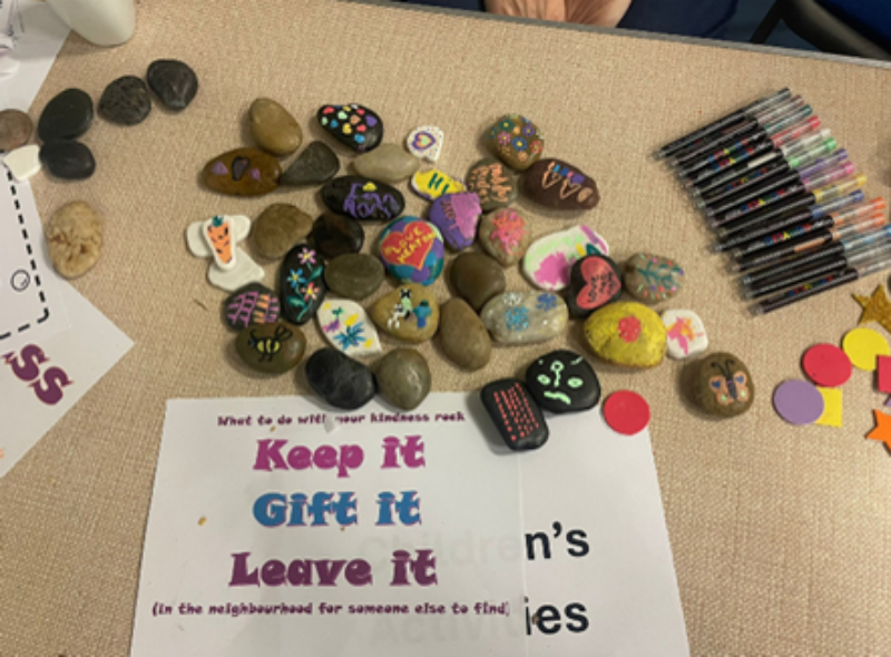 Children and adults alike enjoyed painting kindness rocks on the children’s craft stall
