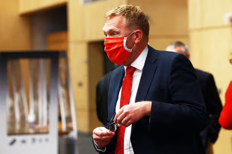 Nick Forbes at election count during the pandemic